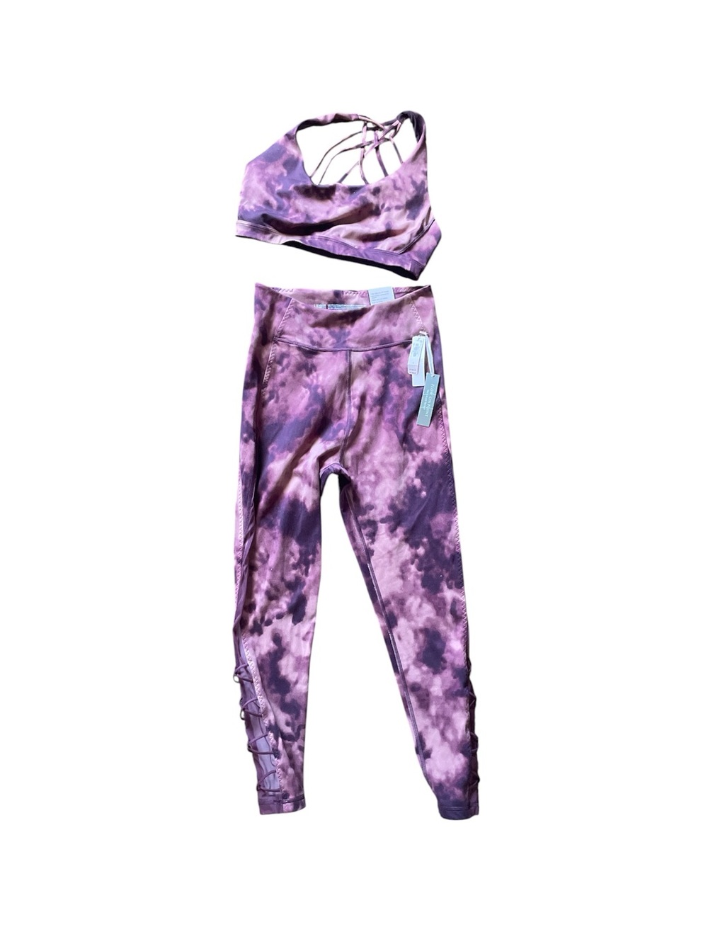 BundleVictoria's Secret Purple Tie-Dye Leggings NWT Sz 8 with Strappy Sports Bra